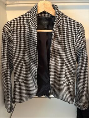 J. Crew Black and White Houndstooth Blazer